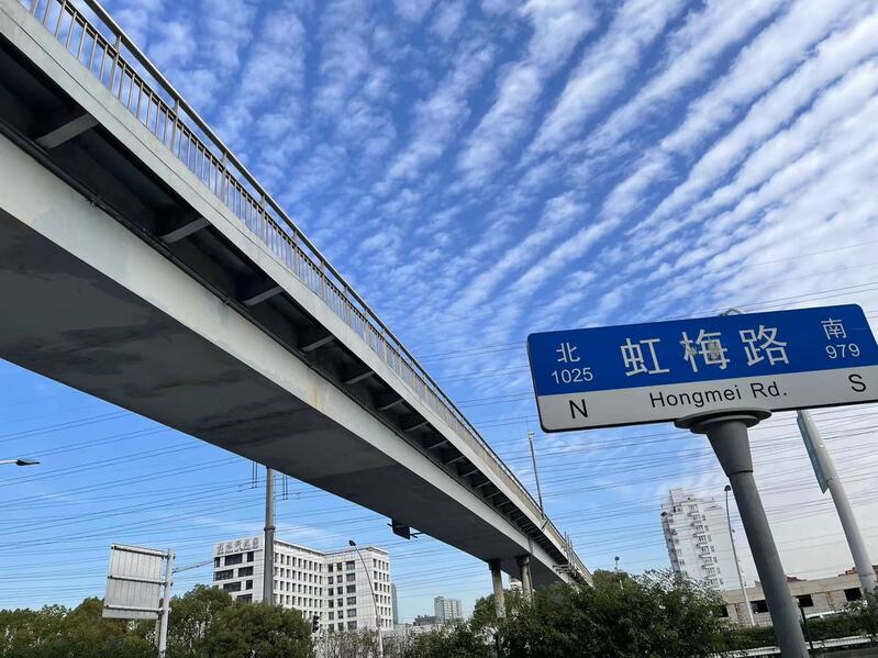 古美居民要走到東蘭路這座人行天橋到對面徐匯。