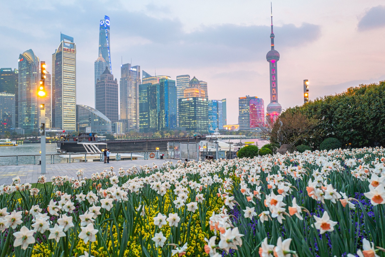 傍晚北外灘黃浦江畔。人民網記者 王初攝